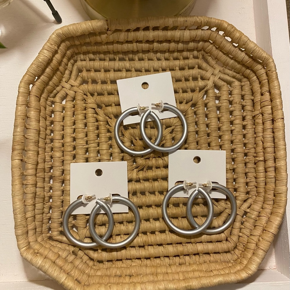 Gray hoop earrings